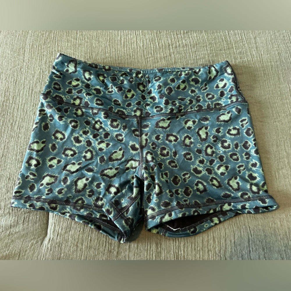 Fleo Green and Black Leopard Print Shorts